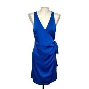 GAP Satin Wrap Dress Bristol Blue